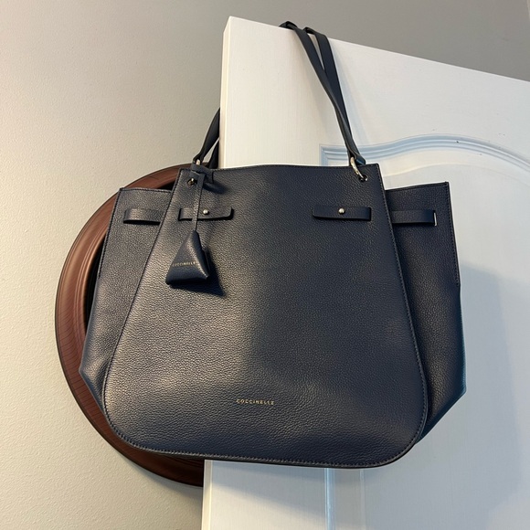 Coccinelle navy leather tote shoulder bag